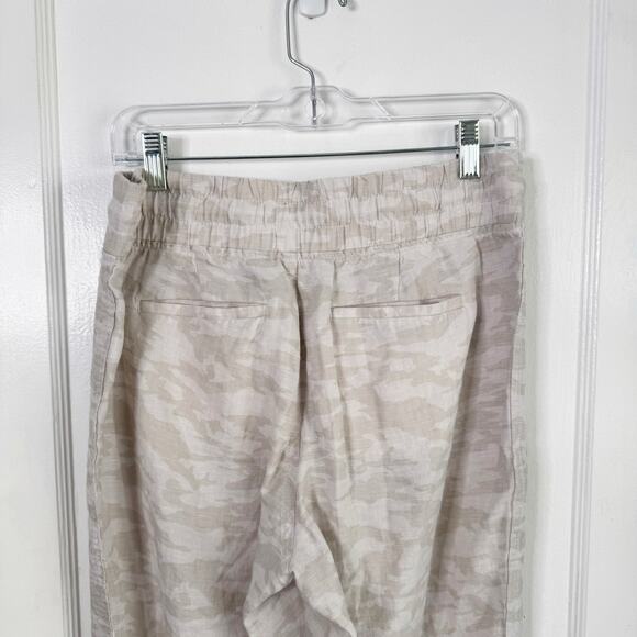 Athleta Cabo Tide Linen Jogger Pull On Pants Camo Print Neutral Drawstring 8 - Picture 8 of 13